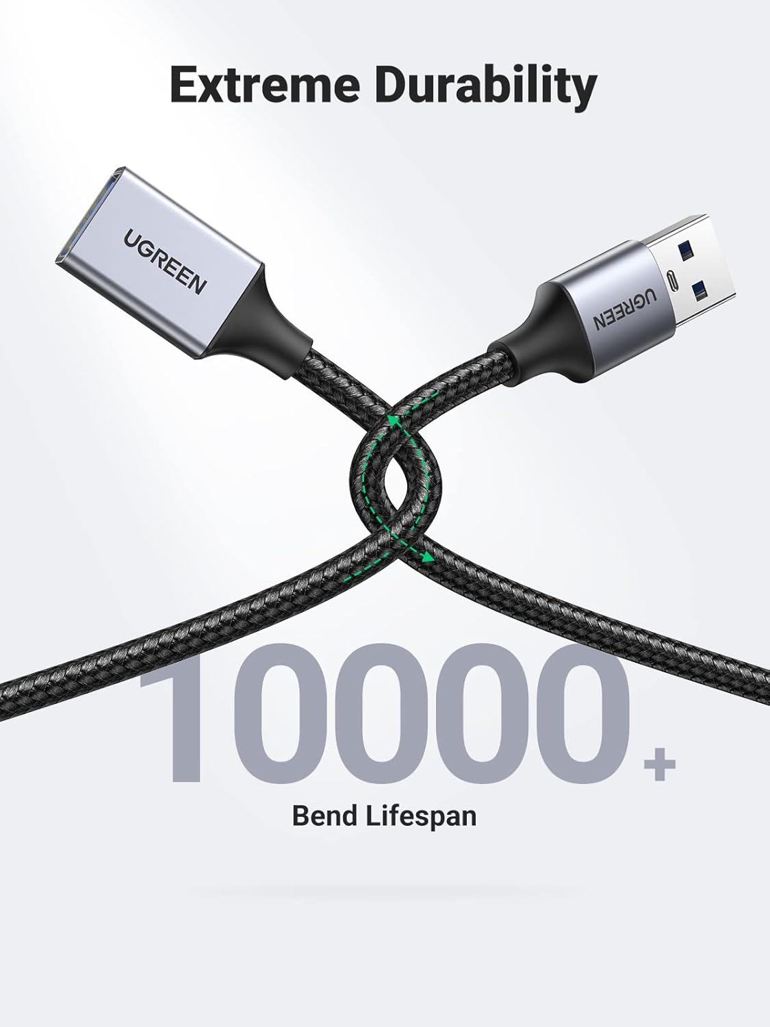 UGREEN USB Extension Cable 3.0 Extender Cord Nylon Braided A Male to Female Data Transfer Cable for Hard Drive, Oculus Rift, Hub, USB Sticks, Mouse, Keyboard, Xbox, Camera, Webcam, 6.6FT
