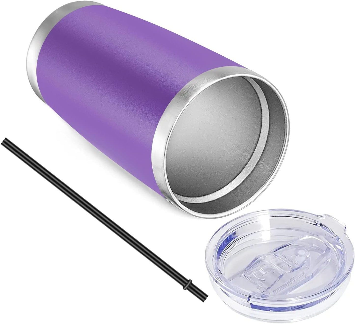 VEGOND 20oz Tumbler with Lid and Straw Stainless Steel Tumbler Cup Bulk Vacuum Insulated Double Wall Travel Coffee Mug Powder Coated Coffee Cup (Bluish Violet 6 Pack)