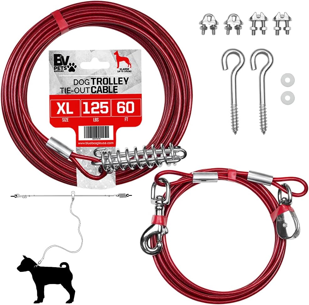 BV Pet Small Tie Out Cable for Dog up to 35 Pound, 25-Feet