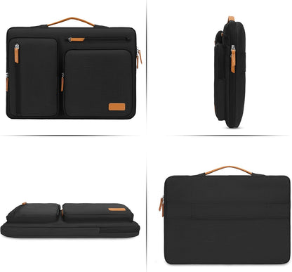 MOSISO 360 Protective Laptop Sleeve Compatible with MacBook Air/Pro, 13-13.3 inch Notebook, Compatible with MacBook Pro 14 inch M3 M2 M1, Side Open Bag with 4 Zipper Pockets&Handle, Black - PuriLite
