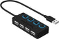 SABRENT USB hub, USB Adapter 2.0, 4 Port USB Extension with ON/Off switches, Multiple USB Splitter for SSD, PS4 PS5, PlayStation 5, Laptop, PC, Printer, MacBook, USB Stick, Notebook (HB-UMLS)