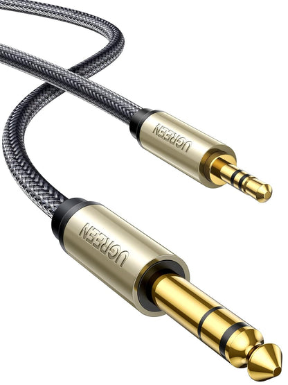 UGREEN 1/8 to 1/4 Inch Cable, 3.5mm TRS to 6.35mm Audio Cable Guitar to Aux Male Cord with Zinc Alloy Housing and Nylon Braid for Amplifier, Mixer, Digital Keyboard, Home Theater, Laptop, 6.6FT