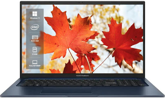 ASUS Vivobook 17 Laptop, 17.3" FHD IPS Display, Business Laptop, Intel Core i3-1215U, 8GB RAM, 512GB SSD, HDMI, Webcam, Wi-Fi, Windows 11 Home, Quiet Blue