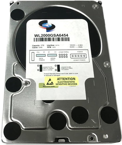 WL 2TB 64MB Cache 5400RPM SATA III (6.0Gb/s) 3.5" Internal Surveillance DVR Hard Drive - w/ 1 Year Warranty