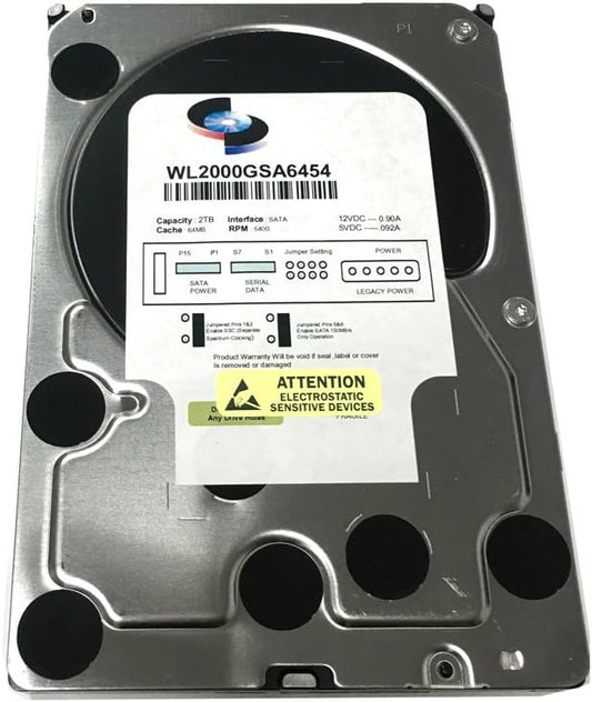 WL 2TB 64MB Cache 5400RPM SATA III (6.0Gb/s) 3.5" Internal Surveillance DVR Hard Drive - w/ 1 Year Warranty