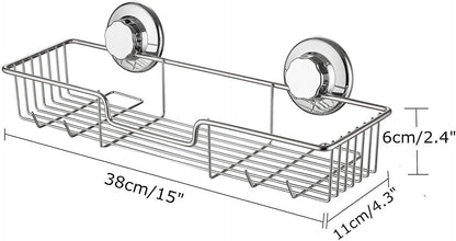 iPEGTOP L-4 Strong Suction Cup Shower Caddy Bath Shelf Storage, Combo Organizer Basket for Shampoo, Soap, Conditioner, Razor Bathroom Accessories - Rustproof Stainless Steel, Chrome