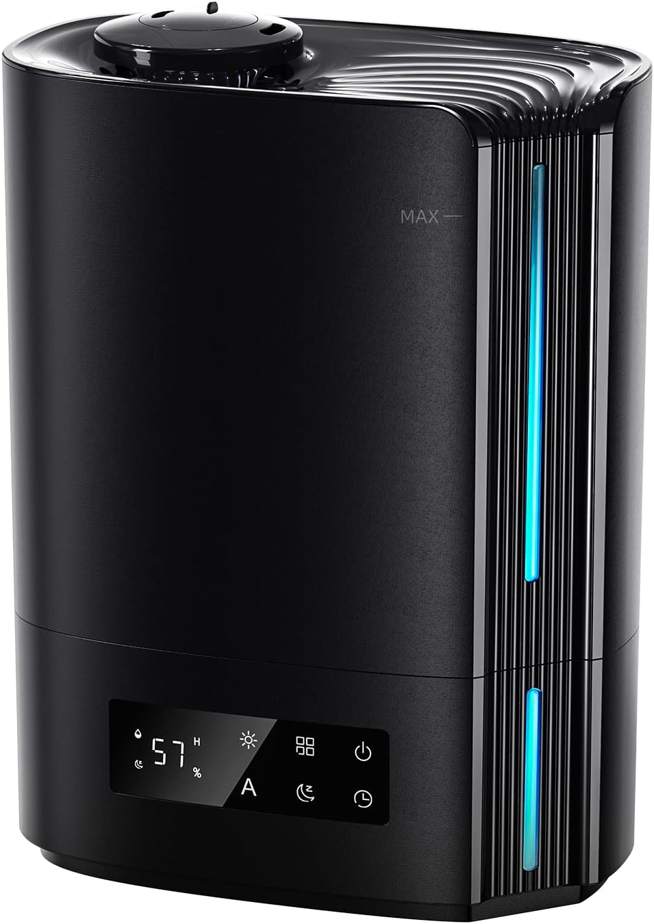 6L Ultrasonic Cool Mist Humidifier with Humidistat Control, Top Fill Design, Quiet Bedroom Operation, Essential Oil Diffuser, Auto Shut-Off, 60-Hour Runtime (Black) - PuriLite