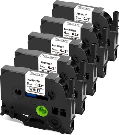 5 Pack Replacement for TZe-231 P Touch Label Tape Compatible with Brother P-Touch (TZ231 TZe231) Standard Laminated 12mm, Black on White, for Label Maker Tape PTH110 PT-D210 D220 D200 H100