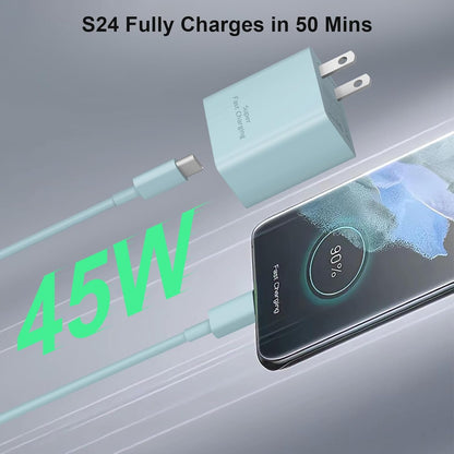 45W Super Fast Charger Type C, 2-Pack 45W USB C Charging Block with 10ft USB C to Type C Cables for Samsung Galaxy S25 S24+/UltraS23/S22/S21/S20/Note10/20 iPhone 16/15 Pro,Pro Max