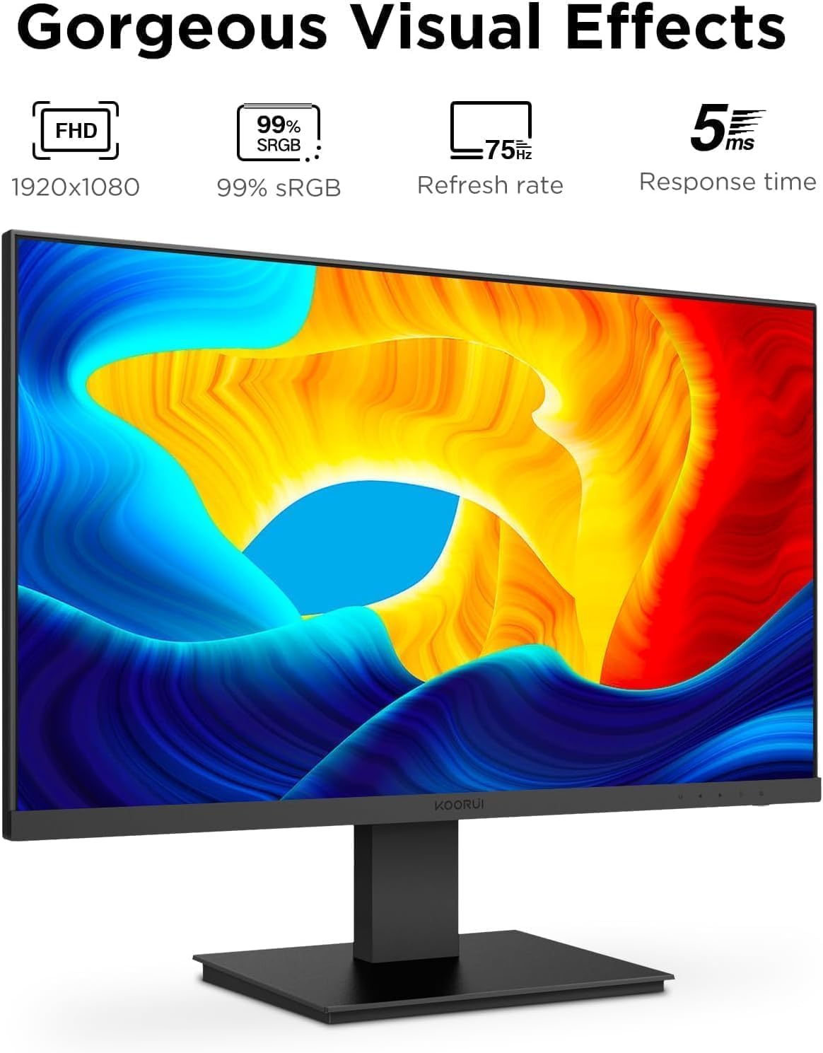 KOORUI 27 inch Gaming Monitor, QHD (2560 x 1440) R1500 180Hz Curved Monitors, AdaptiveSync with 1ms, VESA Compatible, HDR10, 1 x Display Port 1.4 & 2 x HDMI 2.0, Eye Care 27E6QCA
