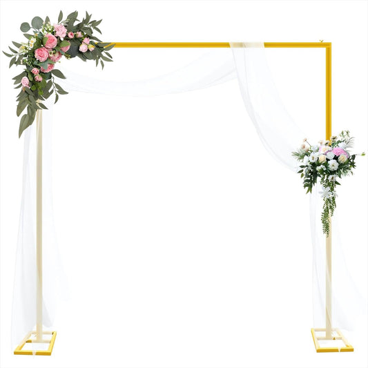8FT Adjustable Square Backdrop Stand, Wedding Arch Frame, Heavy Duty Backdrop Stand, Adjustable Metal Backdrop Stand with Storage Bag, Backdrop Frame for Baby Shower Birthday Party, Anniversary - PuriLite