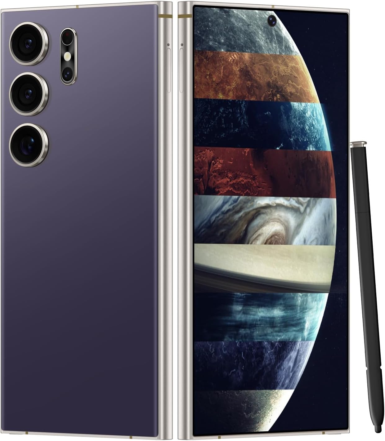 Unlocked Cell Phones Smartphone Unlocked Phones 8+256GB 6.8" HD Screen Dual SIM 108MP+48MP Camera and Built-in Pen (Violet)