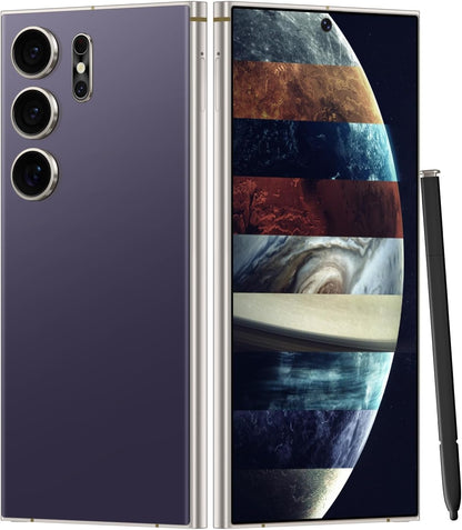 Unlocked Cell Phones Smartphone Unlocked Phones 8+256GB 6.8" HD Screen Dual SIM 108MP+48MP Camera and Built-in Pen (Violet)