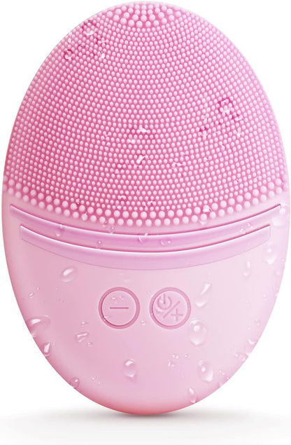 EZBASICS Sonic Facial Cleansing Brush Made with Ultra Hygienic Soft Silicone, Waterproof Sonic Vibrating Face Brush for Deep Cleansing, Gentle Exfoliating and Massaging, Inductive Charging Blue