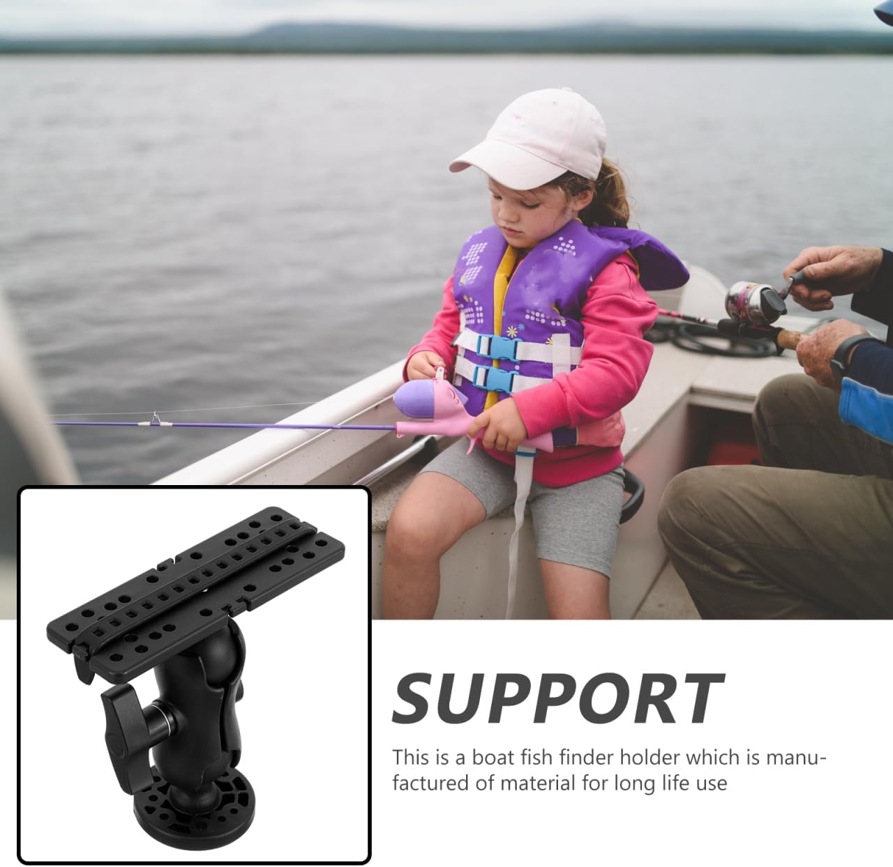 Multifunctional Fish Finder Rack Platform Adjustable Fish Finder Bracket for Kayak and Boat Navigation Easy Install Nylon and Silicone Holder