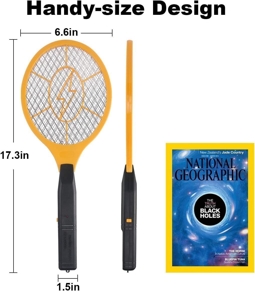 2 Pack Bug Zapper Electric Fly Swatter Zapper - Indoor Outdoor Zapping Racket for Pest Control - Safe to Touch with 3-Layer Safety Mesh