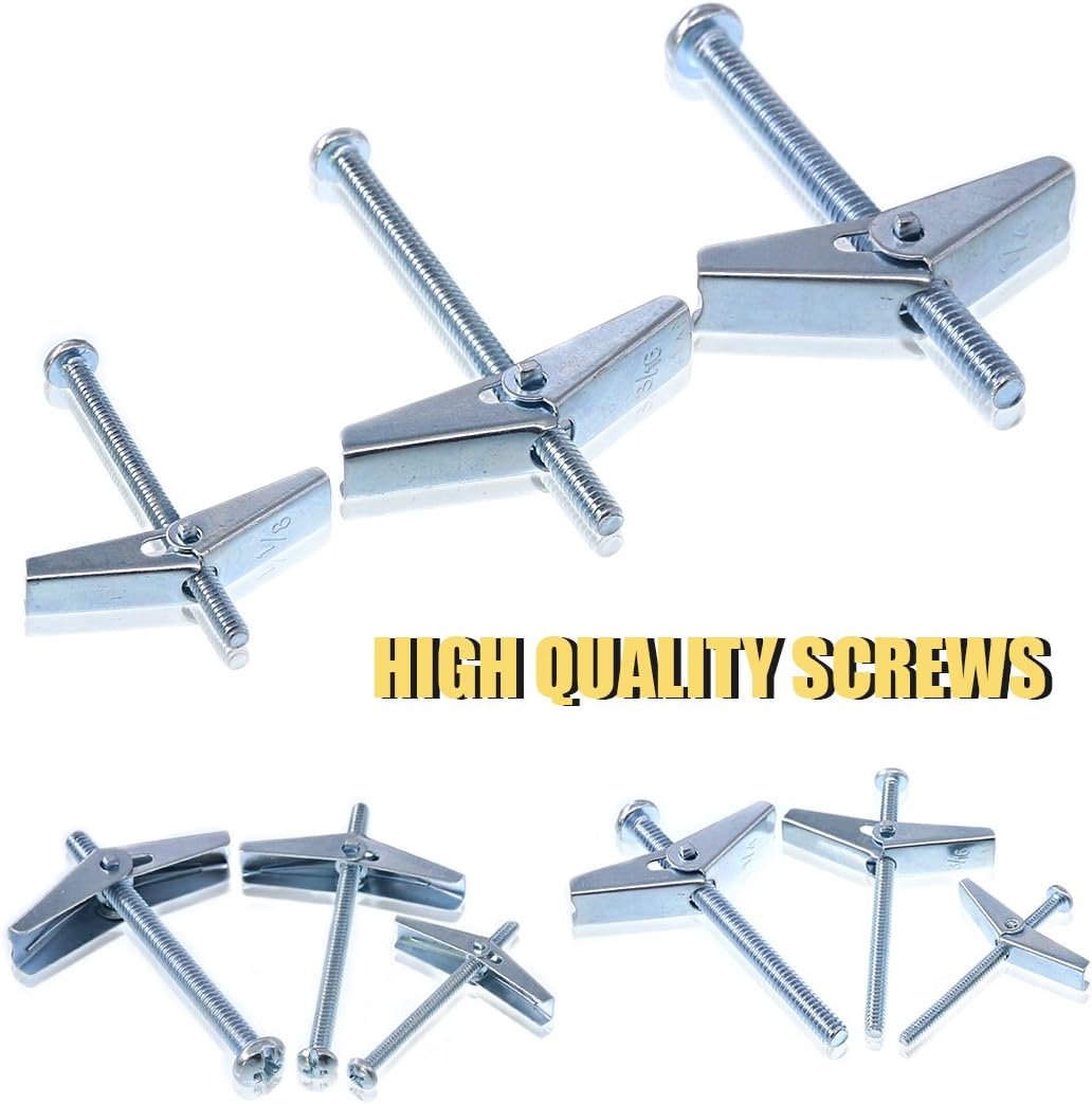 Swpeet Assorted 24 Pcs Toggle Bolt and Wing Nut for Hanging Heavy Items on Drywall - 1/8 inch, 3/16Inch, 1/4Inch
