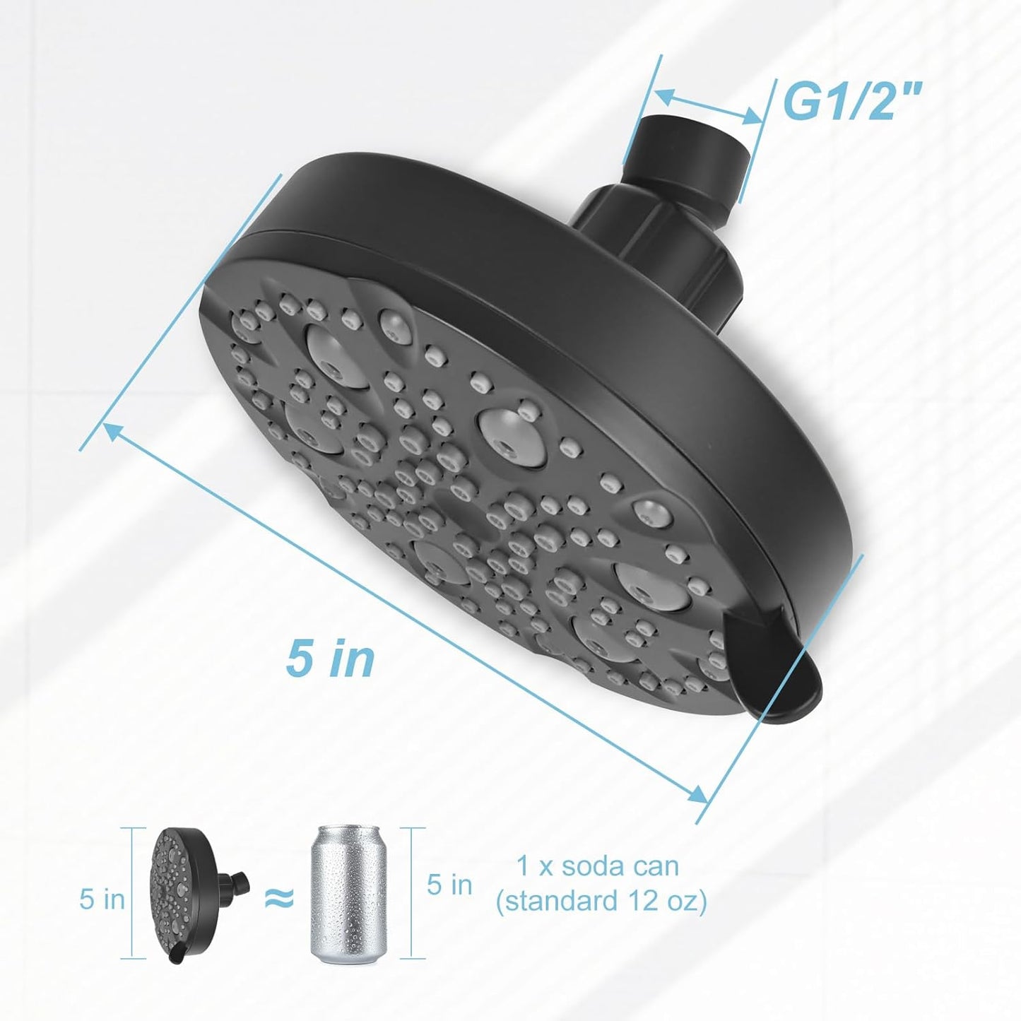 OFFO Shower Head, High Pressure Shower Head with Pause Mode, 9 Mode Fixed Showerheads for Strong Water Flow & Relaxing Shower Experience,Brushed Nickel