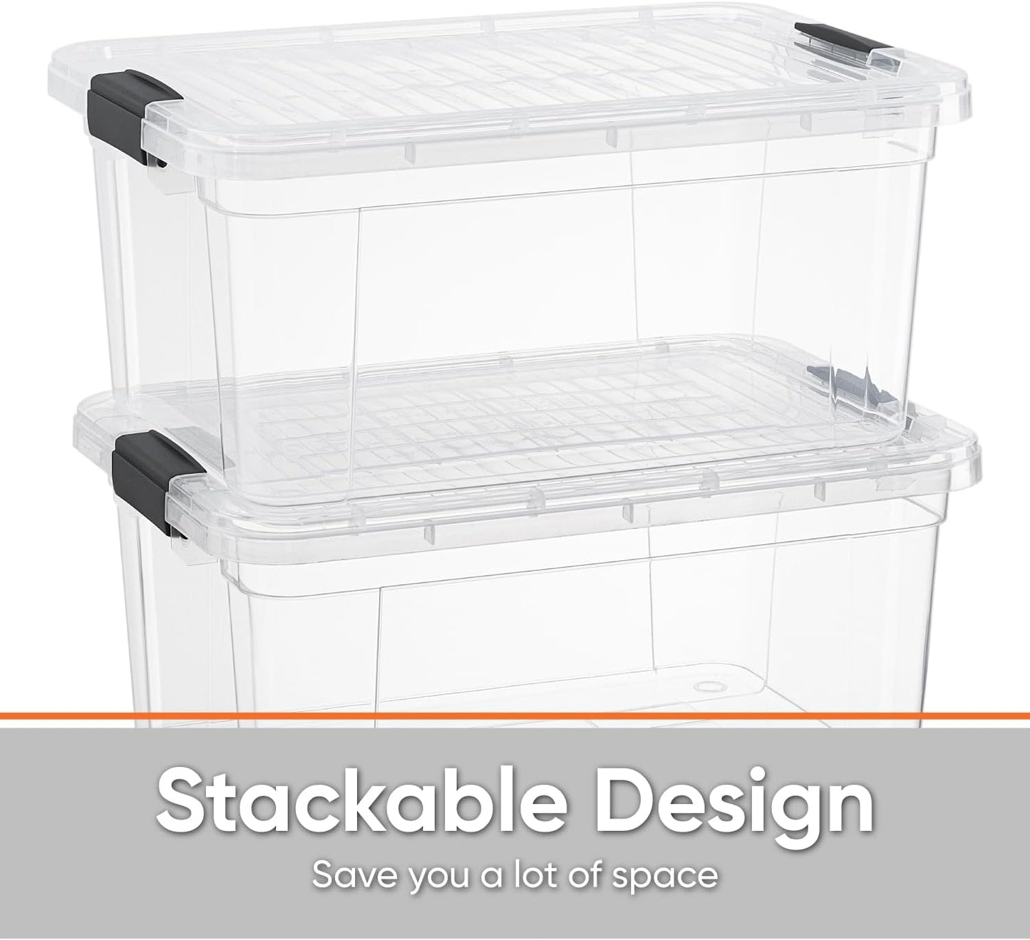 Superio Storage Bins with Lids- 3 Pack, 1.85 Qt Clear Boxes for Organizing, Stackable Plastic Containers- BPA Free, Non-Toxic, Odor Free, Organizer for Home, Office, Dorm