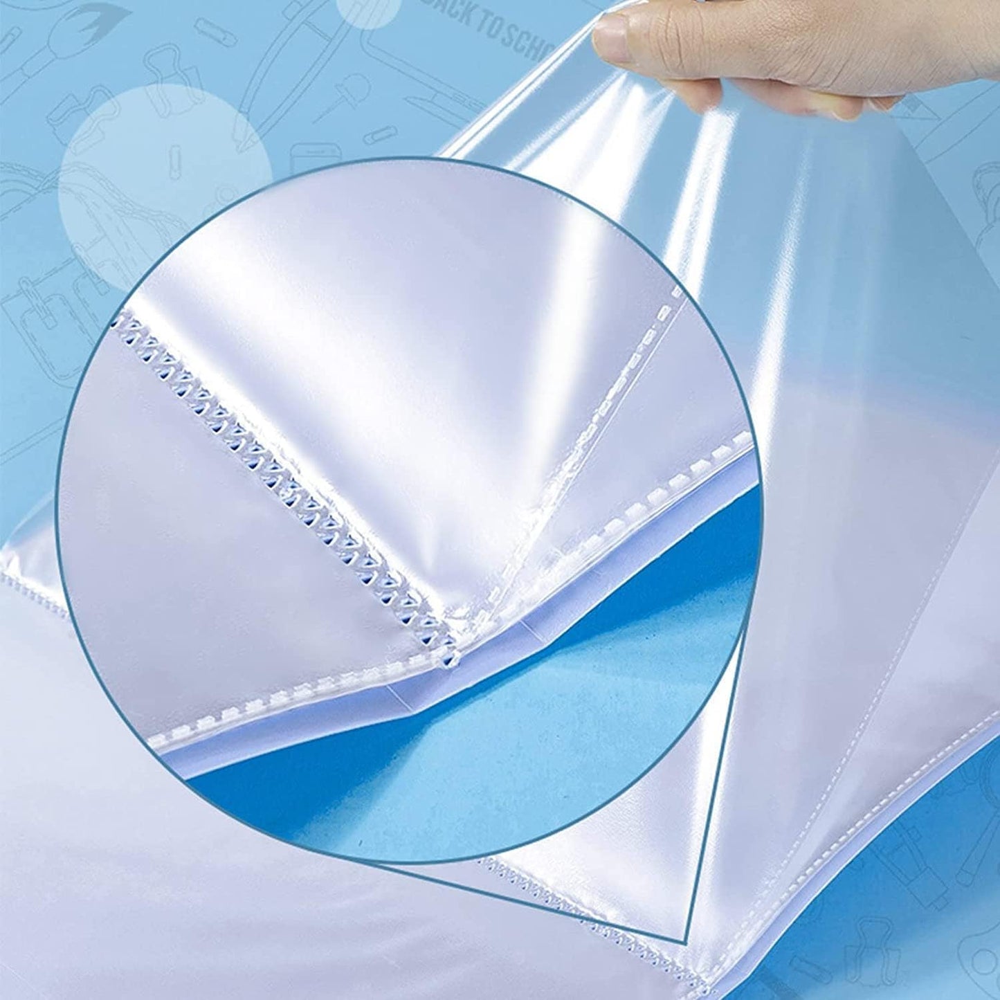 Diamond Painting Storage Book- A3 40 Pages Storage Book Waterproof Transparent Cover Photo Album Book Diamond Drawing Holder,Painting Storage Book,Presentation Project Folder (Blue, 40)