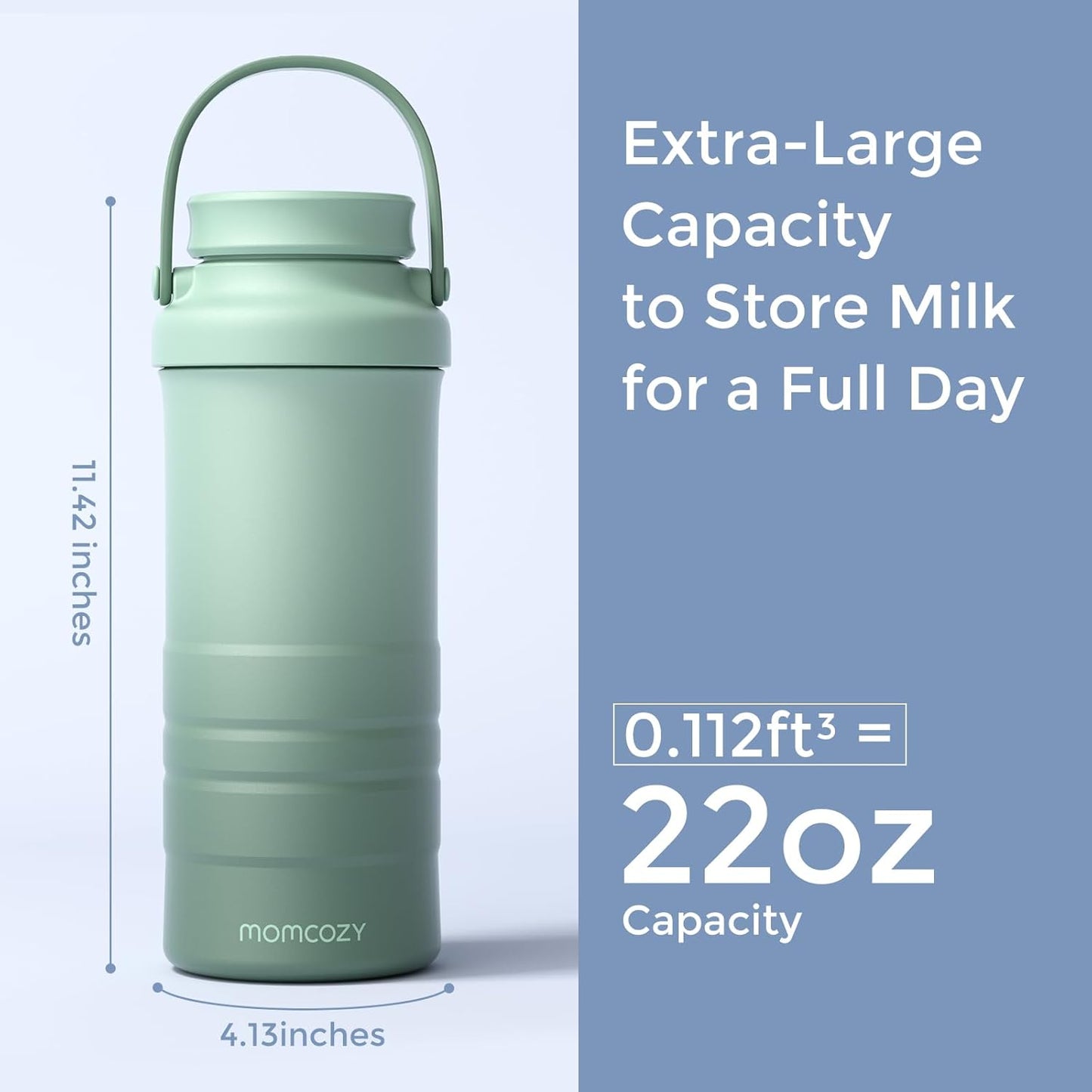 Momcozy 22oz Portable Breast Milk Cooler for Outdoor, 360°Total Cooling for 24Hours, Larger Capacity Travel Breastmilk Chiller with 2pcs Baby Bottles for Breastmilk Storage, Breastfeeding Essentials