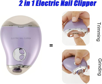 Electric Nail Clipper with 3 Speed Levels 2 in 1 Electric Polishing Automatic Nail Clippers Automatic Electric Nail Clipper with Polishing Toe Nail Clippers for Thick Nails for Seniors (White)