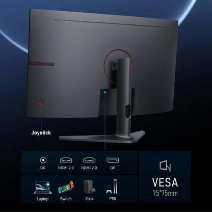 KOORUI 32 inch Curved Gaming Monitor - QHD (2560 x 1440) 2K Display, 170Hz 144Hz Monitors, 1500R Curvature, 1ms, HDR10, Adaptive Sync, Tilt Adjustable, DisplayPort HDMI, Black - 32E6QC