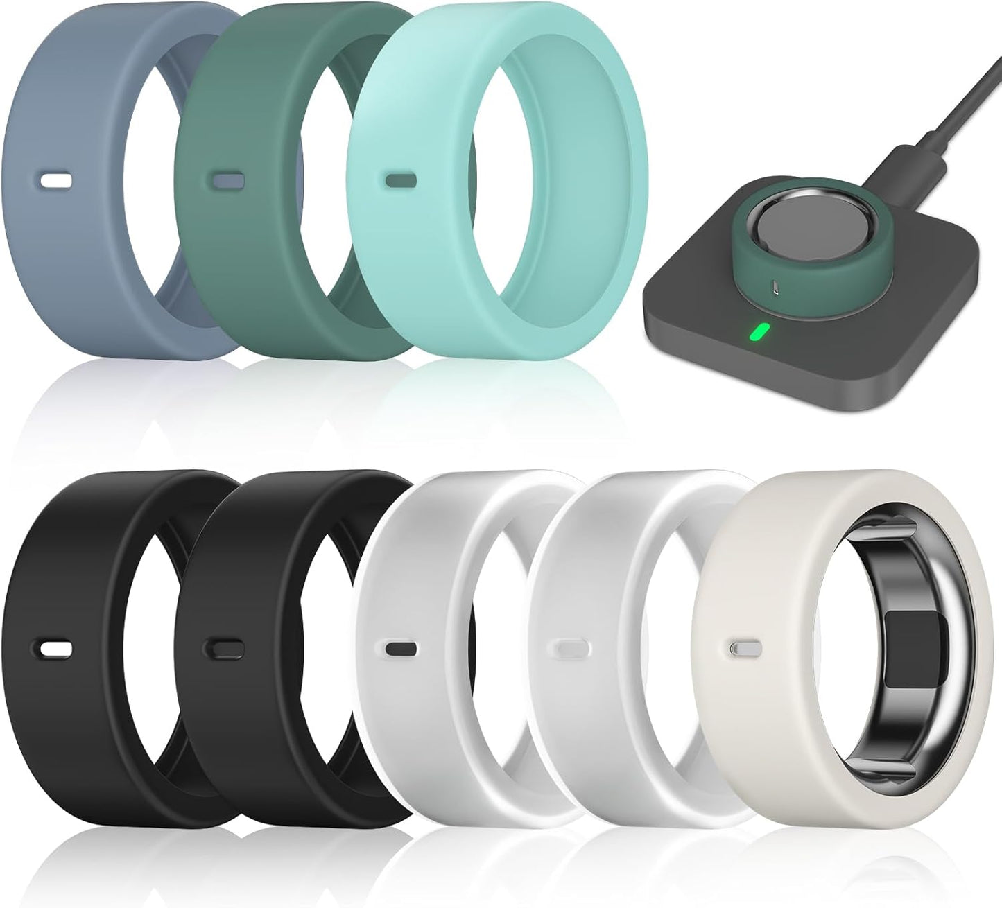 10 Pack Cover Compatible with Oura Ring Gen 4/Oura Ring Gen 3/3 Horizon, Surport Charging with Cover on, Anti-Scratch Elastic Silicone Rings Protector for Men Women Working Out Gym