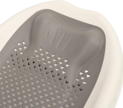Foldable Baby Bath Support with Hollow Pattern, Ergonomic Design 3 Point Mechanical Structure, Universal Fit for Home Bathroom (Grey)