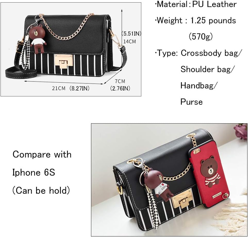 Zhongningyifeng Crossbody Bag Shoulder Bag for Women Leather Small Purses Handbags Fashion with Chain Strap