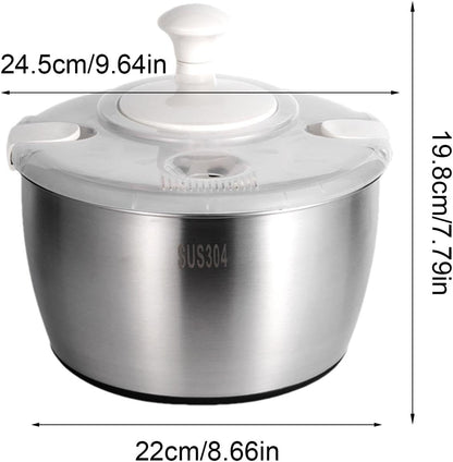Lettuce Dryer Spinner - Salad Spinner Lettuce Dryer | 19.8x22cm Vegetable Dryer Salad Mixer, Stainless Steel Salad Spinner, Multi Functional Salad Mixer for Washing and Drying Vegetable Fruits