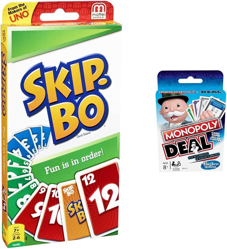 Mattel Games Skip-Bo Card Game for Kid, Adult & Family Nights, Color Blind Accessible Deck for 2 to 6 Players Ages 7+