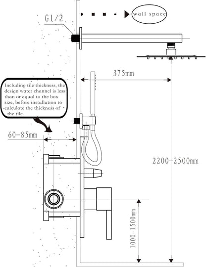 Fransiton Shower System Rain Shower System Set Ceiling Mounted, Rainfall Shower Head with Handheld, Bathroom Shower Kit (Valve Included) (8" - Wall Mount, Matte Black)