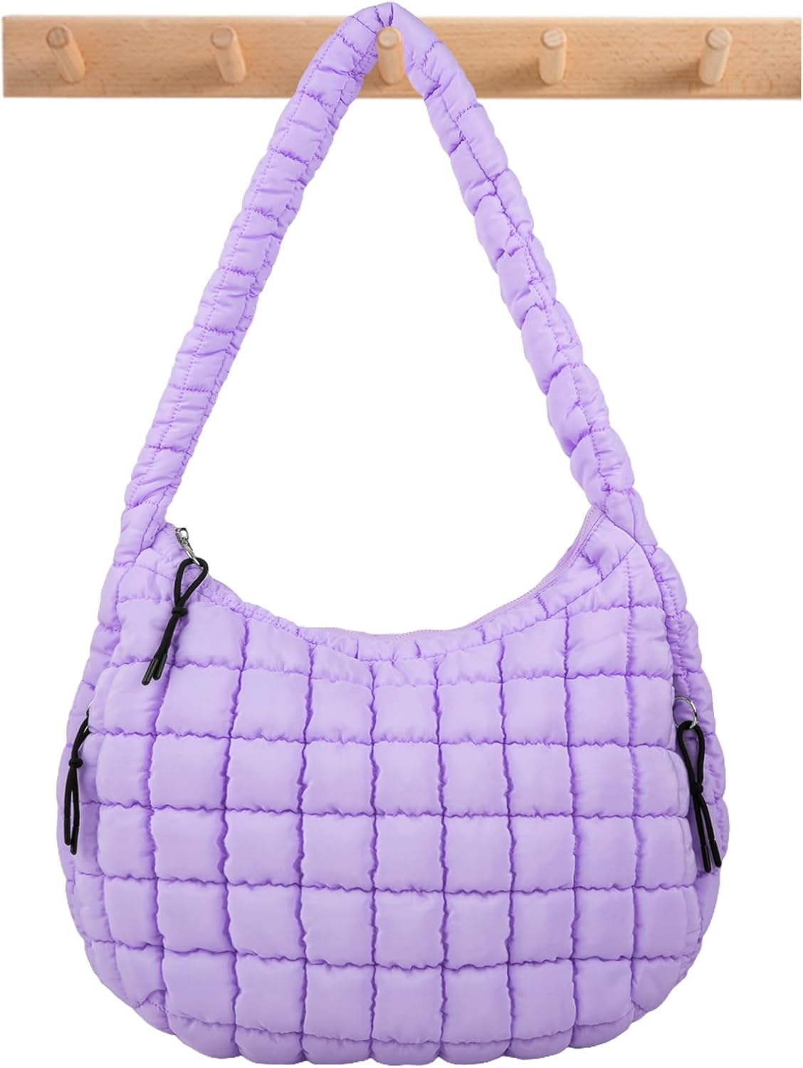 Quilted Puffer Tote Bag Large Crossbody Shoulder Bag with Zipper, Nylon Hobo Oversized Handbag