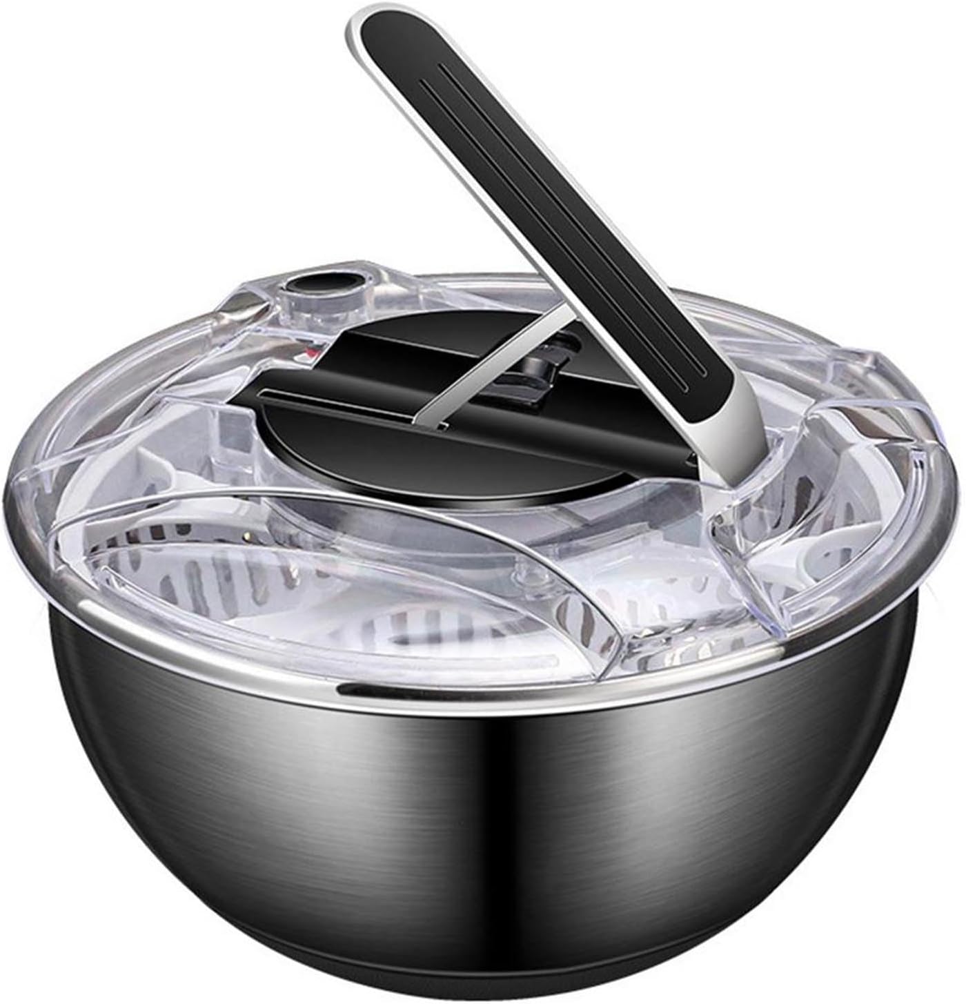 UGCER Salad Spinner, Stainless Steel Fruit and Vegetable Spinner, Manual Fruit Dehydrator Spin Dryer Dehydration Basket Spinner, Drain Basket