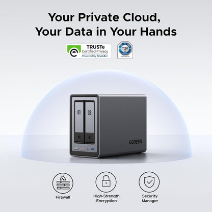 UGREEN NASync DXP2800 2-Bay Desktop NAS, Auto Backup Organize Phones/PCs Private Cloud Storage for Home & Office, Intel N100 Quad-core CPU, 8GB DDR5 RAM, 2.5GbE, Dual M.2 Slots, 4K HDMI (Diskless)