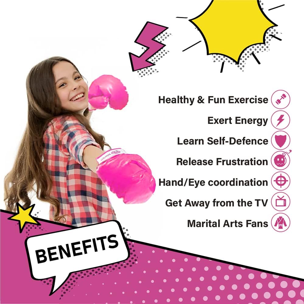 Whoobli Punching Bag for Kids Incl Boxing Gloves | 3-10 Years Old Adjustable Kids Punching Bag with Stand | Boxing Bag Set Toy for Boys & Girls New 2024