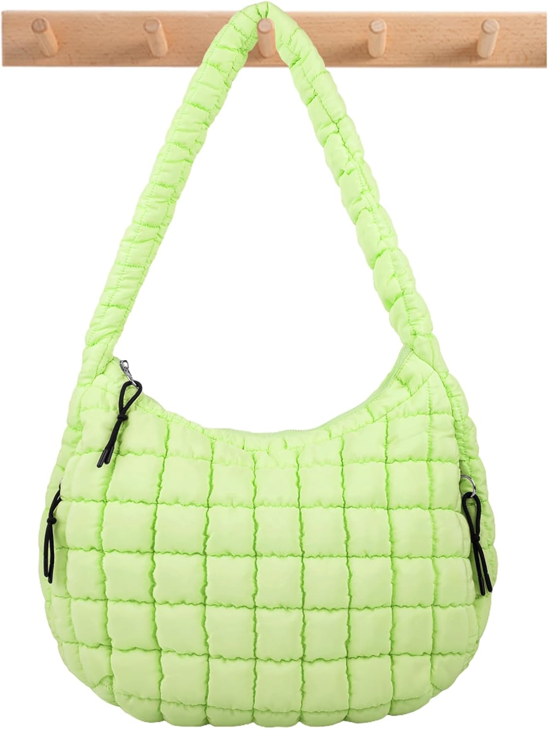 Quilted Puffer Tote Bag Large Crossbody Shoulder Bag with Zipper, Nylon Hobo Oversized Handbag