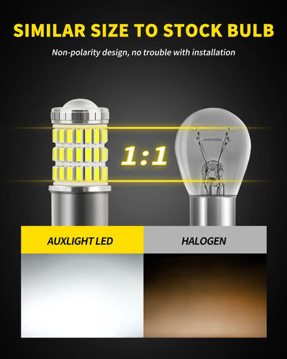 AUXLIGHT 3157 3156 4157 3057 3357 LED Bulbs, Ultra Bright 60-SMD LED Replacement for Turn Signal Blinker Lights, Brake/Tail Lights, Parking/Running Lights, Amber Yellow (Pack of 2)