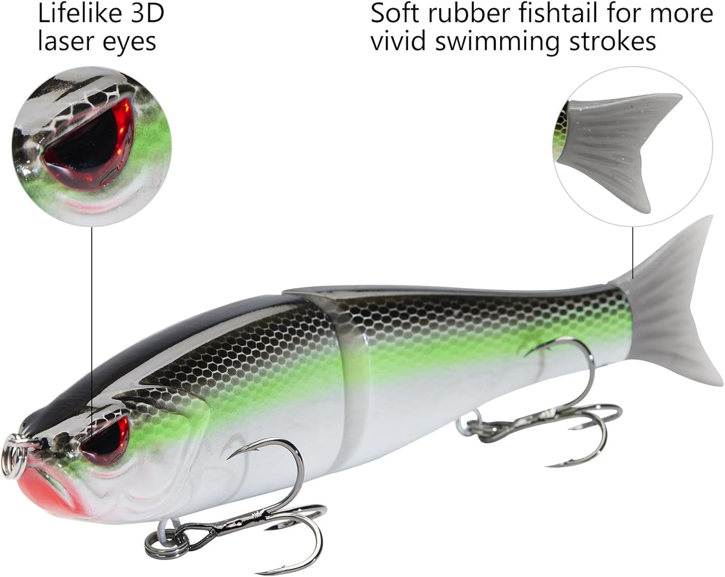 Bassdash SwimShad Glide Baits Jointed Swimbait Bass Pike Salmon Trout Muskie Fishing Lure