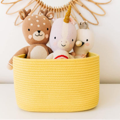 OrganiHaus Soft Woven Baskets for Storage Organization Set of 3, Cotton Rope Nursery Storage Baskets for Shelves, Square Book Bins, Bathroom Towel Hamper, Dog Toy Bins, Panier Rangement - Light Honey