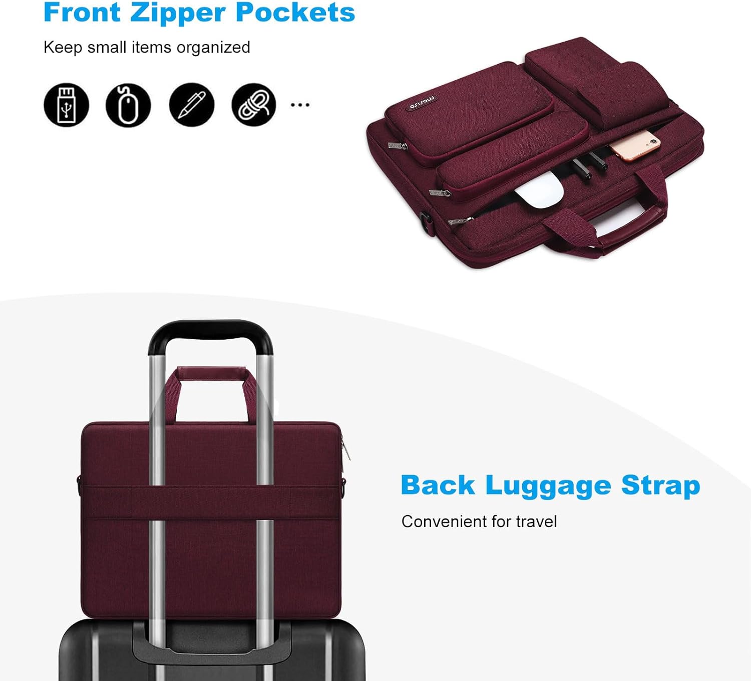 MOSISO Laptop Bag 16 inch, 15-15.6 inch Computer Shoulder Bag Compatible with MacBook Air 15 M4 M3 M2/Pro 16 M4 M3 M2 M1, Notebook &2 Raised&1 Flapover&1 Horizontal Pocket&Handle&Belt, Pink - PuriLite