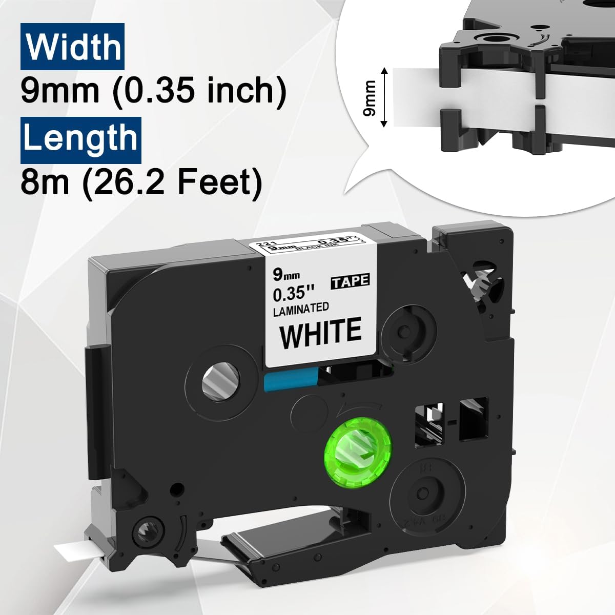 5 Pack Compatible with Brother Label Maker Tape P Touch TZe TZ Tape 12mm 0.47'' Laminated White TZe-231 TZ 231 Label Tape for Brother P-Touch PT-H110 PT-D210 PT-D600 PT-D400AD PT-1290