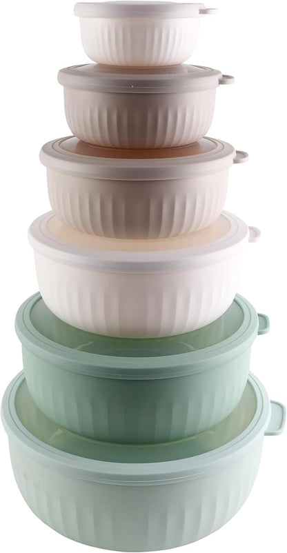 COOK WITH COLOR Prep Bowls with Lids- 8 Piece Nesting Plastic Small Mixing Bowl Set with Lids (Teal Ombre)