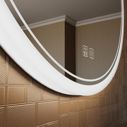 KWW Round Mirror Bathroom LED Lighted Mirror, Illuminated Dimmable Anti-Fog Wall-Mounted Makeup Vanity Mirror with Lights (24L x 24W inches)