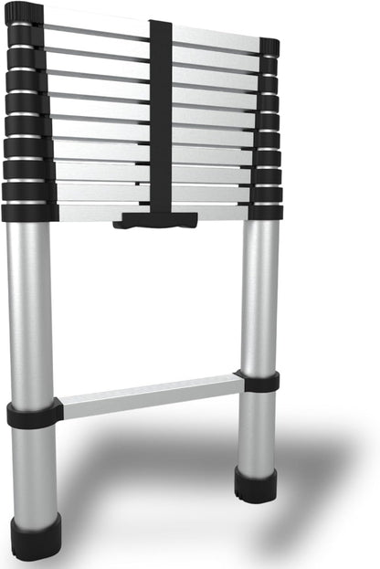 Collapsible Extension Ladder 9 ft – Compact, Lightweight & Durable for Home & Work - Portable Climbing Ladders 2.7 m - Multi-Purpose 8 Step Ladders - Foldable, Heavy Duty, Certified