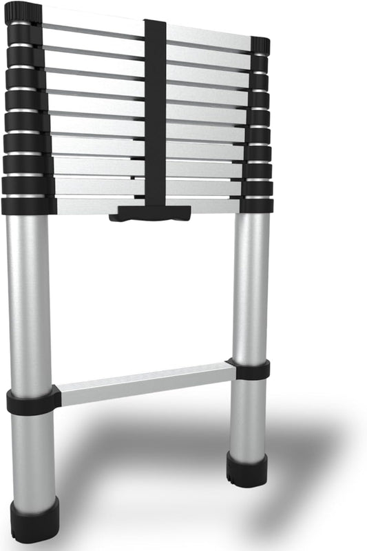 Collapsible Extension Ladder 9 ft – Compact, Lightweight & Durable for Home & Work - Portable Climbing Ladders 2.7 m - Multi-Purpose 8 Step Ladders - Foldable, Heavy Duty, Certified