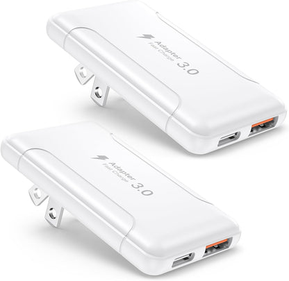 Flat USB C Wall Charger,2-Pack 2 Ports Slim C Charger Fast Charging Block