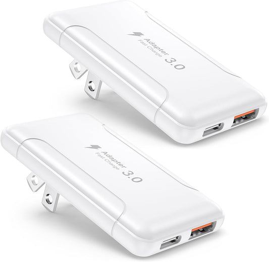 Flat USB C Wall Charger,2-Pack 2 Ports Slim C Charger Fast Charging Block