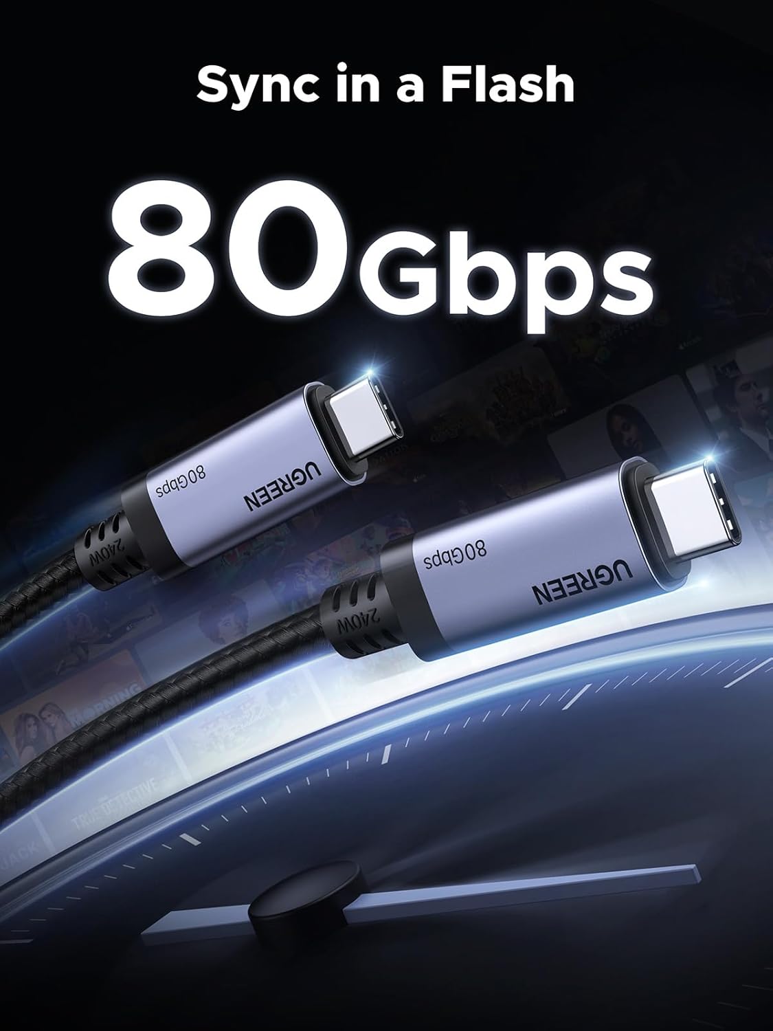 UGREEN USB C to USB C Cable 240W USB4 Gen4 80Gbps Premium 16K Dual 8K Triple 4K Display PD3.1 Type C Fast Charging Compatible with USB C Monitors, MacBook Pro, iPad Pro, iPhone 16 Pro Max, 1M